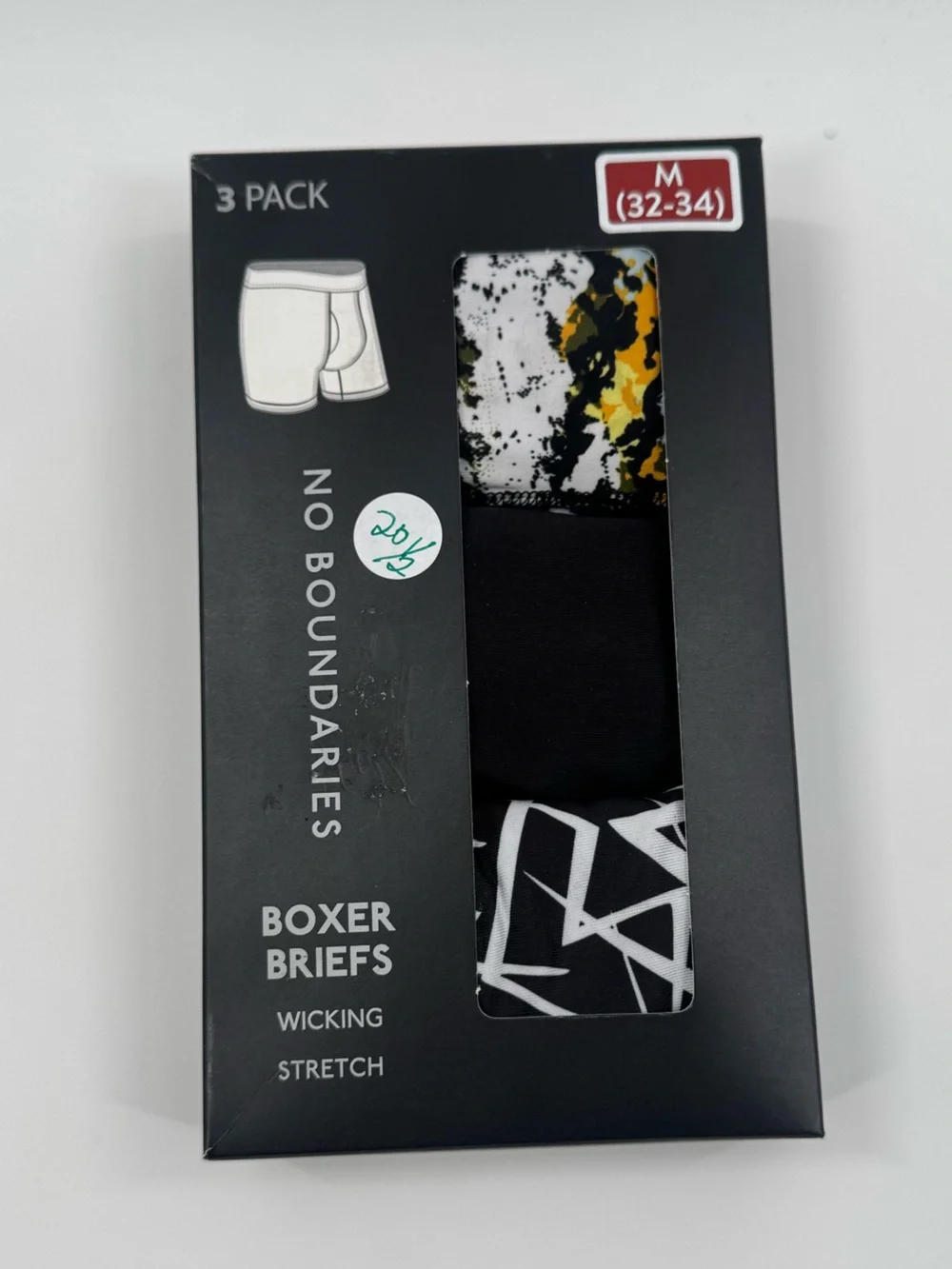 Men's 3-Pack Boxer Briefs - Black, White Pattern & Multicolor